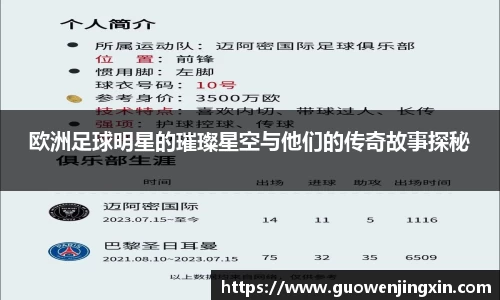 欧洲足球明星的璀璨星空与他们的传奇故事探秘